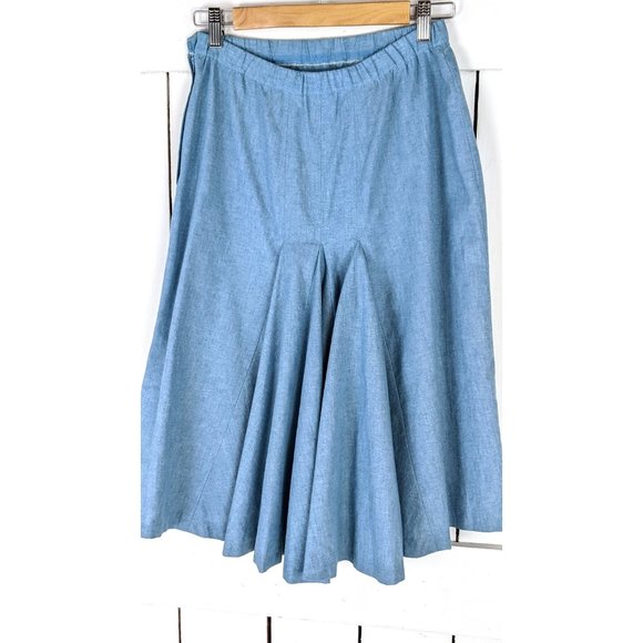 Vintage light blue cotton ruffle midi skirt - Picture 3 of 4